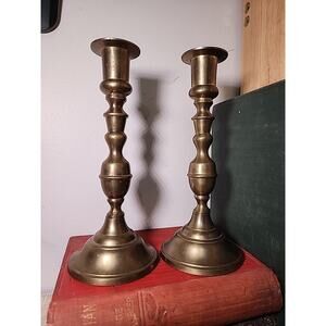 Pair Brass Candlesticks 8" Vintage Classic Candle Holders India Set Of 2